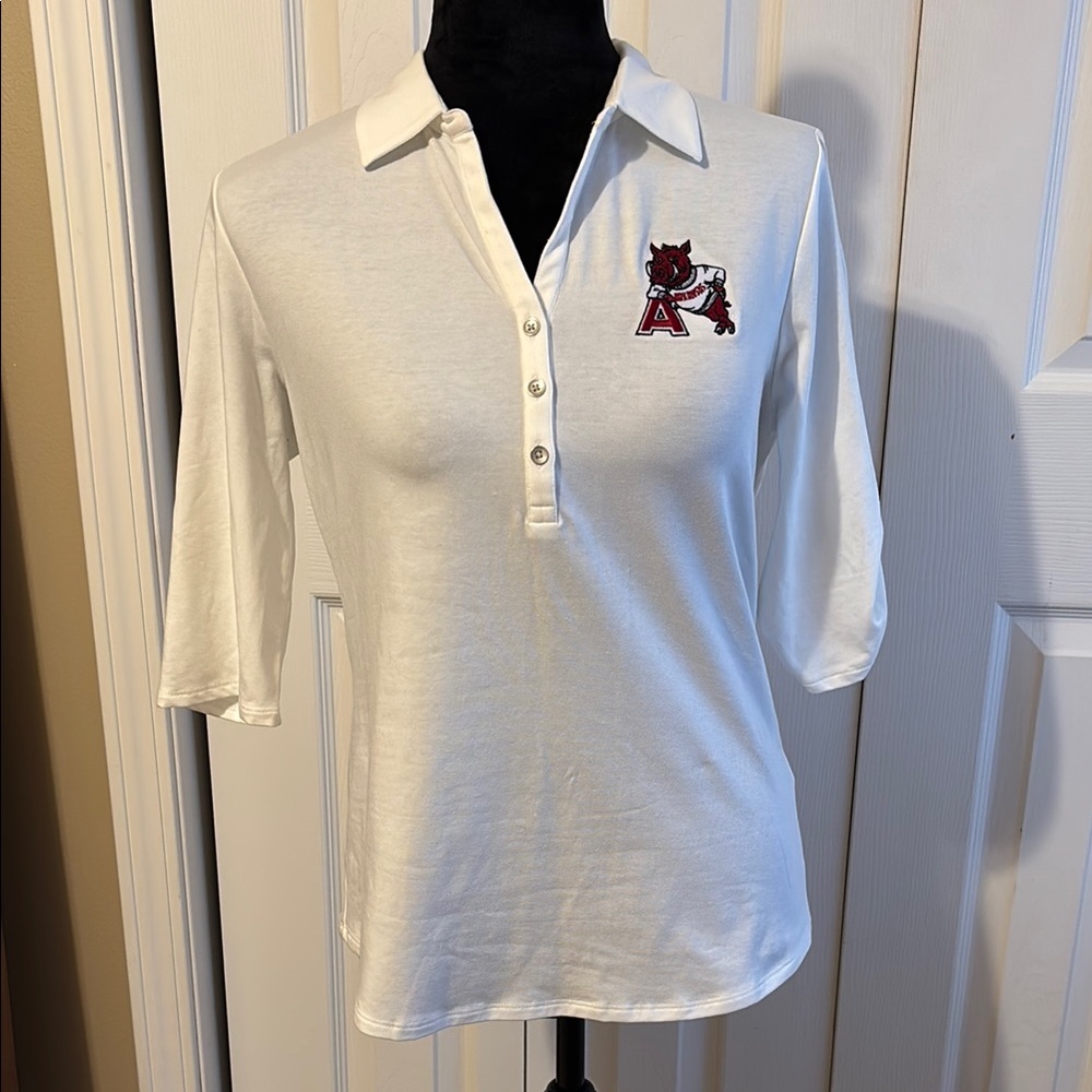 NWOT White Razorback 3/4 Sleeve Polo from Cutter & Buck